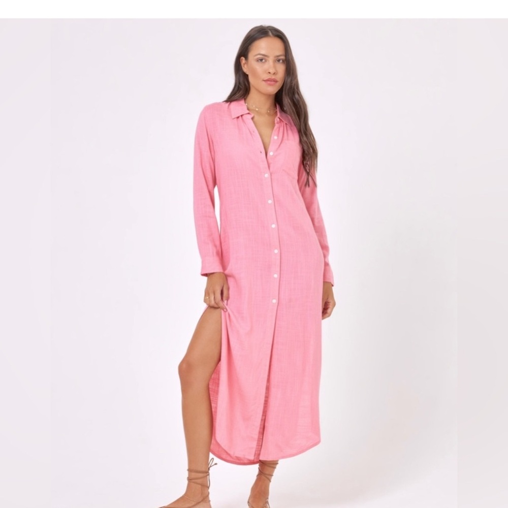 L Space Presley Pink Button Up Dress